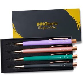 InnoBeta Monogrammed Gifts Ballpoint Pen Set of 4, Initial Letter Gifts for Housewarming, Birthday, Thanksgiving, Christmas - K