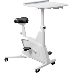 FLEXISPOT Exercise Bike Standing Desk Bike with Desktop Height Adjustable Stationary Bike Home Office Workstation