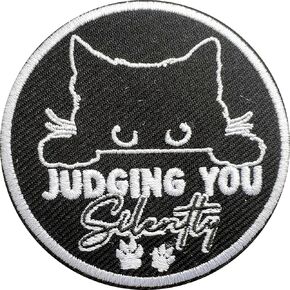 Cute Black Cat Judging You Patch, Sew On Iron On Cat Patches Embroidery Patches for Clothes Backpacks Hats Jeans Bag, Embroidered Patches, Aesthetic Patches, DIY Iron On Patch for Cat Lovers