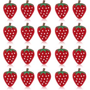Jeffdad 20PCS Cute Strawberry Embroidered Iron on Patches Fruit Decorative Patches Embroidered DIY Sew on Iron on Patches for Shirts, Jeans, Hats, Coats, Jackets, Backpacks