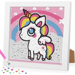 hkejoi Diamond Painting Kits for Kids with Frame-Gem Art Kits for Kids,Diamond Art for Kids Crystal Arts and Crafts for Kids Ages 4-12 Home Wall Decoration 7X7 inch