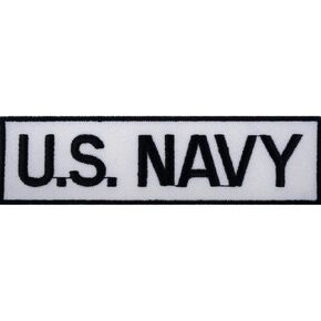 United States Navy USN Tab Embroidered Sew On Patch White Letters