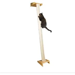 SHENGOCASE Modern 78.7“ Tall Leaning Cat Tree Tower Scratching Post Pillar with Bed Perch, Wall Mounted Cat Shelves (Sisal Cover)
