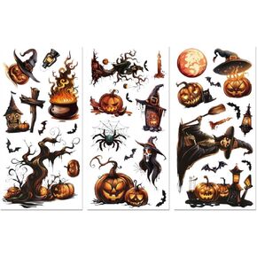 Rub on Transfer Decals for Furniture Crafts Halloween Pumpkin and Cat Decor 6"x12", 3Pcs Waterproof UV DTF Transfer Sticker for Dresser Lingerie Chests Drawer Glass Porcelain Wood Plastic