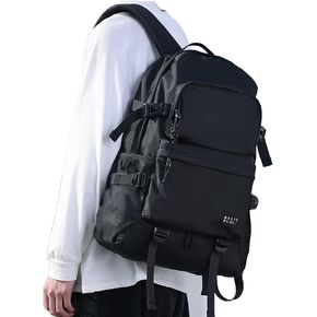 Simple Mens Backpacks for Working with Laptop Compartment,Camping Rucksack Backpack for Men College,Lightweight Hiking Travel Computer Bag Fits 15.6 Inch Notebook,Black