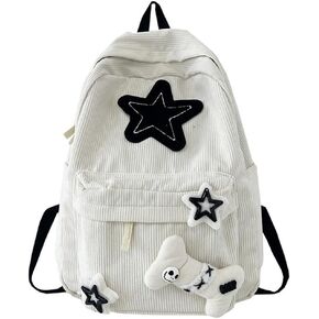 Backpack Trendy Y2K Stars Cute Aesthetic Backpack College Laptop Backpack Casual Travel Daypack for Teens (Black)