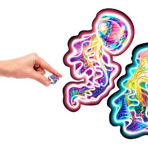 UNIDRAGON Original Wooden Jigsaw Puzzles - Wandering Jellyfish, 227 Pieces, Medium Size 12.6" x 12.6", Beautiful Gift Package, Unique Shape Best Gift for Adults and Kids