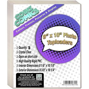 (5-Pack) 8x10 Toploader/Picture Holder/Autograph Holder, Perfect for Protecting Autograph Pictures, Photos, Prints, Arts and Documents