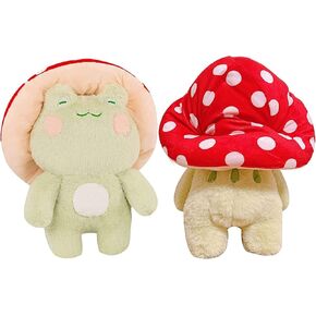Frog Plushies Toys, 17" Cute Frog Pillow with Mushroom Hat Stuffed Animals, Kawaii Plushies Gift for Kids Girls Adults Valentines Birthdays Gift（Light Green Red hat, 17inch in Kuwait