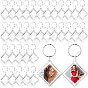 MTLEE 150 Pieces Photo Insert Keychain Clear Acrylic Picture Keychains Picture Frame Key Chain 2.2 x 1.6 Inch Rectangle Blank Photo Keychains for Christmas Valentine Holiday Photo Diaplay Supplies