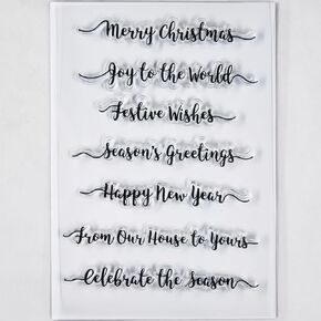 Words Merry Christmas Festive Wishes Clear Stamps for Card Making Decoration and DIY Scrapbooking 4092608