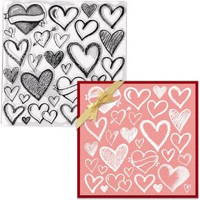 On-Airstore Valentine's Day Clear Stamps for Card Making Love Heart Background Transparent Rubber Stamps for Valentines Day DIY Scrapbooking Paper Card Album Crafting Supplies