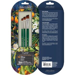 Silver Brush Limited CR-6821S Crystal Angle Set, Paintbrushes for Watercolor, & Acrylic Painting, Set of 3, 1/4, 1/2, & 3/8 Inch Angle Brushes, Short Handle in Kuwait