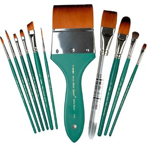 Silver Brush Limited CR-6821S Crystal Angle Set, Paintbrushes for Watercolor, & Acrylic Painting, Set of 3, 1/4, 1/2, & 3/8 Inch Angle Brushes, Short Handle
