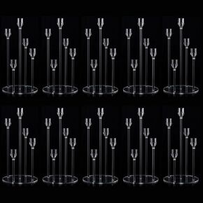 Fullvaseer Acrylic 5 Arms Candle Holder Clear Candelabra Centerpieces for Wedding Living Room Dinner Table Christmas Decoration