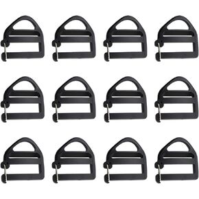 12PCS Inside Diameter 25mm Black Multifunctional Plastic Open Hook Clip Webbing Hook Clip Backpack Hook Open Locking End Buckle Connector Slide Buckle Ideal for Adjusting Bag and Tension Belt