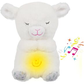 Breathing Stuffed Animal, Soothe Snuggle Elephant Plush, Sleeping Plush for Kids Toy Birthday Gift with Sensory Details Musical Lights and Rhythmic Breathing Sleep Companion (Grey)