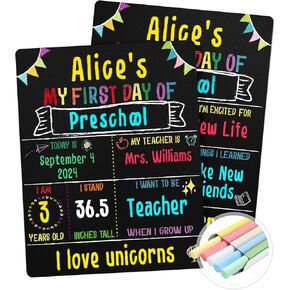 First & Last Day of School Chalkboard Sign (11x14 inches, Double-Sided), My Large Back to School Board, for Kids - Preschool, Kindergarten, 1st Grade Supplies
