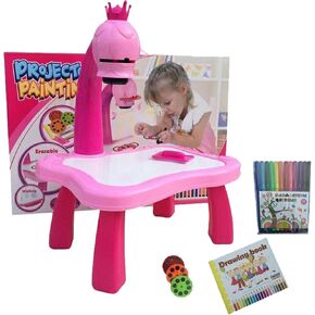 Toddlers Drawing Projector Board Kids Drawing Board Toy, Smart Painting Sketcher Board, Kids Art Table & Projector Set, Children Drawing Table and Projector Set Pink