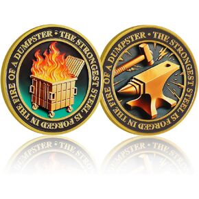 CHURYUML 5Pcs Dumpster Fire Challenge Coin Set Hilarious Novelty Medallion for Staff Appreciation Gifts Funny Office Gifts Going Away Gift for Colleagues Humorous Office Decor Inspirational Gifts