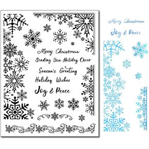 Christmas Snowflakes Clear Stamps for Card Making Snowflakes Borders Rubber Stamps Snowflake Corner Transparent Stamps Seal for Scrapbooking Photo Gift Tags and Other Paper Crafts Decoration