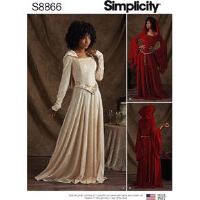 Simplicity Women's Fantasy Cosplay Costume Gown Sewing Patterns, Sizes 6-14