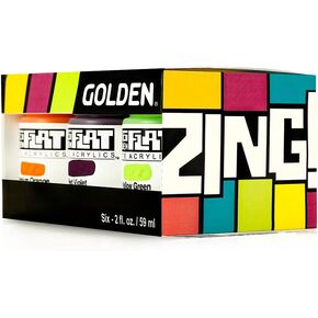 SoFlat Matte Acrylics by GOLDEN, Zing 6 Color Set, Professional Acrylic Paint