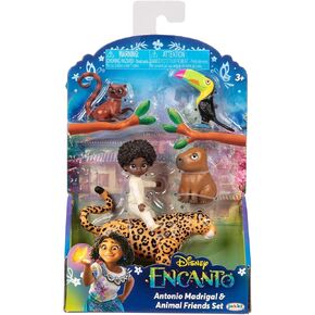Disney Encanto – JK225581 – Antonio + Animals Figurine Set – Antonio Madrigal & 1 Jaguar, 1 Toucan, 1 Capybara and 1 Coati