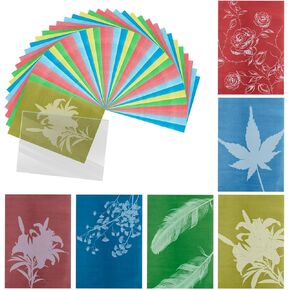 36 Sheets Sun Print Paper Kit, Colorful A5 Cyanotype Paper with Acrylic Panel 8.27x5.83in Light Sensitive Solar Art Paper for Sun Printing Project DIY Craft Kids Adults