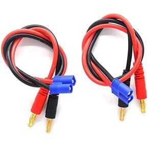 2pcs 30cm RC Balance Charger Lead 4mm Banana Male Plugs to EC3 Male Connector Adapter 14AWG Silicone Lipo Battery Charge Cable