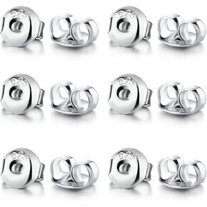 14K Gold Plated Silver Earring Backs Replacements - Hypoallergenic Earring Backs for Studs, Secure Ear Locking for Stud Earrings Ear Nut for Posts, 12Pcs/6 Pair