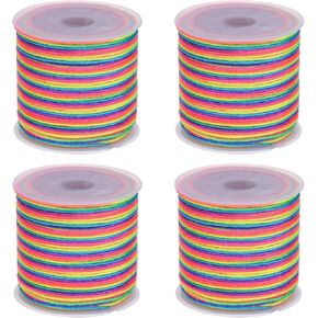 HARFINGTON 4 Rolls Nylon String Cord 45 Yards 0.8mm Nylon Cord Beading Satin String for Bracelet Jewelry Making Chinese Knotting Cord Necklaces Kumihimo Bracelets Craft, Multicolor