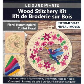 Wood Stitched String Art Kit with Floral Hummingbird in Hoop - Adult or Kids Craft - Craft Kits for Teens - String Art kit for Adults - 3D String Art - 3D String Art kit for Kids - 9"