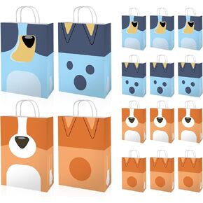 NF ORANGE 12PCS Blue Dog Party Gift Bags Blue Dog Birthday Party Supplies, Blue Dog Party Decoration