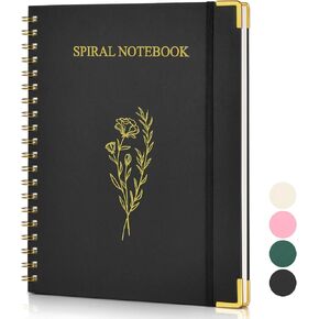 Aesthetic Spiral Notebook Journal for Women, 10.5" x 8.5" A4 Cute Lined Notebooks for Work, Large Hardcover College Ruled Notebook, 100 GSM Paper, Spiral Bound Journals for School Note Taking, Beige