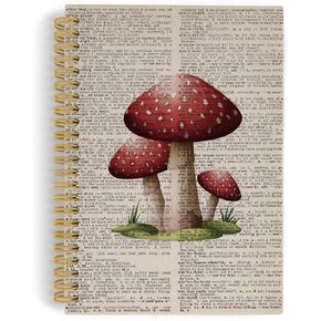 Retro Mushroom Spiral Notebook, Mushroom Journal, Vintage Mushroom 5.5"x8.3" 164pages Lined Journal Notebooks College Ruled, Mushroom Lovers Gifts Hardcover Notebook for Office School Supplies