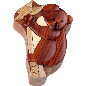 Wood Intarsia Puzzle Box - Koala Bear
