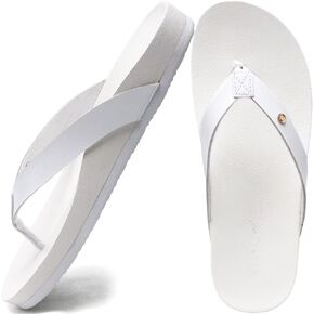 ONCAI Womens Flip Flops For Women Comfortable Leather Strap Yoga Mat Non-Slip Women's Thong Sandal Casual Summer Beach Slippers With Arch Support