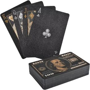 Rhode Island Novelty Black Foil $100 Bill Playing Cards