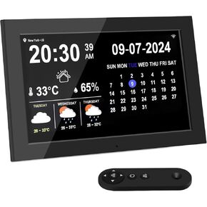 Digital Calendar, 10.1 Inch WiFi Smart Electronic Digital Desk Office Calendar with Clock Reminder Settings, Weather & Temperature & Humidity Display