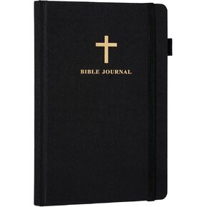 JUBTIC Prayer Journal for Men, Sermon/Scripture/Bible Notebooks for Note Taking, 4 Months Bible Verse Mapping Journal, Christian Gifts for Men-(5.6 * 8.5") Black