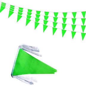 50 Feet 30 Pcs Solid White Pennant Banner Flags String Hanging Triangle DIY Flags, Bunting Streamers Decorations for Grand Opening, Birthday, Wedding, Party Celebration (White)
