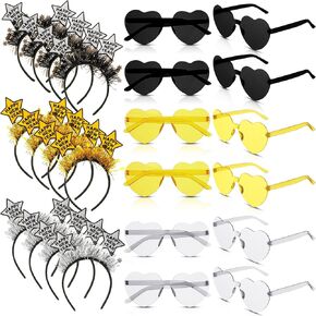 Jutom 24 Pieces 2025 New Year Party Supplies Includes 12 Happy New Year Headbands 12 New Year Eyeglasses for 2025 New Year's Eve Party Decorations, New Year Celebration Party Favors