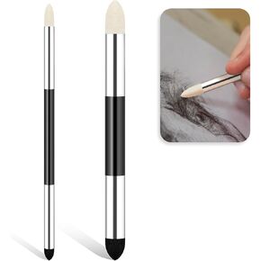 Artist Blending Sponge Pen Dual Tip Reusable Drawing Art Soft Pastel Blending Tools Washable Sketch Rubbing Sponge Brush for Artist Professional Sketch Drawing Blending Lightening and Highlight