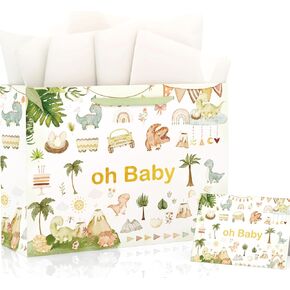 slapaflife Baby Boy Girl Gift Bag for Baby Shower,13''Baby Gift Bag with Tissue Paper and Greeting,Baby Bag for Birthday