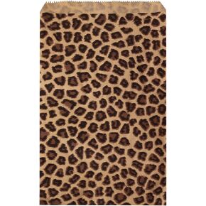 Ikee Design 200 Pcs of 6 X 9 Inch Flat Plain Prints Paper or Patterned Kraft Bags for Candy, Cookies, Merchandise, Party Favors, Gift Bags, Small Paper Bags, Leopard Pattern