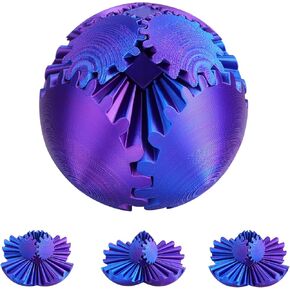 ATESSON Gear Ball، 3.15 ألعاب تململ كرة ترس مطبوعة ثلاثية الأبعاد، تململ كرة التروس، كرة الإجهاد، ألعاب مطبوعة ثلاثية الأبعاد، تململ ثلاثي الأبعاد للقلق والاسترخاء ألعاب تململ للبالغين (ليزر أزرق أرجواني)