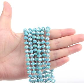 75Pcs 5 * 8mm Crystal Glass Beads, Micro 48 Faceted Glass Beads Diamond Cut Gemstone Strand with Spacer Beads for DIY Jewelry Making (Dp Violet ab)