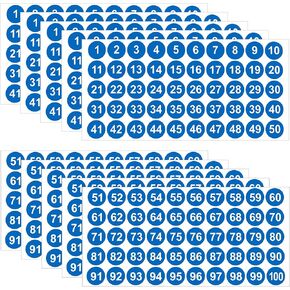 LUTER 10 Sheets Number Stickers 5 Sets of 1-100 Vinyl Number Sticker Waterproof Labels for Sorting, Organizing, Storage Boxes, Lockers, Indoor& Outdoor, Office&School Supplies (Black, 1 inch)
