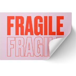 Cute Fragile Stickers for Shipping - Lavender Pink & Orange Red - 2 x 3 inch - Roll of 250 Moving Stickers for Shipping or Fragile Stickers for Moving Handle with Care Stickers for Shipping